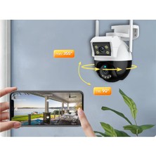 Qasul 8mp 4K Çift Lens Wifi Ptz Kamera Canlı Çift Ekran Ai Otomatik Izleme Insan Algılama Açık Ip Kamera Video Gözetim Kamera