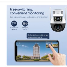 Qasul 8mp 4K Çift Lens Wifi Ptz Kamera Canlı Çift Ekran Ai Otomatik Izleme Insan Algılama Açık Ip Kamera Video Gözetim Kamera