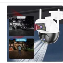 Qasul 8mp 4K Çift Lens Wifi Ptz Kamera Canlı Çift Ekran Ai Otomatik Izleme Insan Algılama Açık Ip Kamera Video Gözetim Kamera