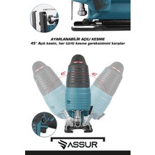 Assur Bakır Sargılı 800 W Professional Devir Ayarlı Dekupaj Bıçkı Testere Makinası Kırmızı