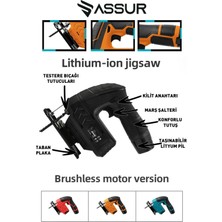 Assur Extra Güçlü 12 Volt Li-Ion Şarjlı Dekupaj Testere Siyah