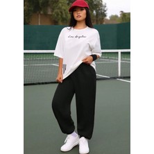 Amor Man Büyük Beden Özel Tasarım Los Angeles Dijital Baskılı %100 Pamuk Kısa Kollu Yazlık Kadın  Eşofman Takımı