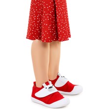 Kiko Kids Winni Kız Bebek Cırtlı Panduf Ayakkabı Kırmızı Tekstil Materyal ile Rahat Kullanım