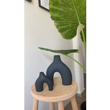 Ogish Concept 2'li Set Iskandinav , Minimal Dekoratif Vazo Siyah
