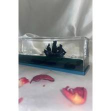 Rahan Batmayan Gemi Karayip Korsanları Siyah Inci Akvaryum Içinde Lüks Hediyelik 14X5X4 cm