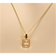 Güler Kuyumculuk Altın Baget Taşlı Hayalet Kolye