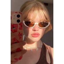 Falan Eyewear Gina Kadın Cat-Eye Güneş Gözlüğü Krem