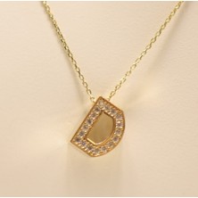 Güler Kuyumculuk Taşlı 3 Boyutlu D Harfi ve Zinciri