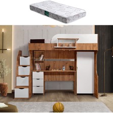 Setay Litera Ranza Dolap Masa + 1 Adet Comfort Yatak, Koyu Ceviz/Beyaz