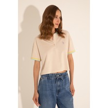 U.S. Polo Assn. Kadın Krem Tişört 50285879-VR071