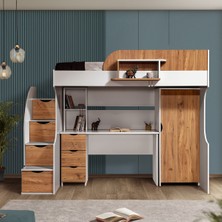 Setay Ranza, Litera Ranza Dolap Masa - Beyaz/Koyu Ceviz