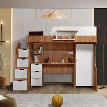 Setay Ranza, Litera Ranza Dolap Masa - Koyu Ceviz/Beyaz