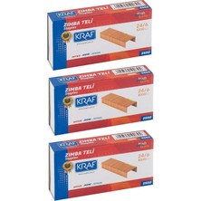 Kraf Zımba Teli 24/6 Sarı 1000 Li 3 Lü Set 255G