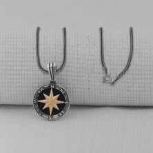 Takıhan Gece Yıldızı Pusula Kolye 925 Ayar Erkek Gümüş Kolye