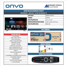 Onvo 65OV9000U 65'' 164 Ekran Uydu Alıcılı 4K Ultra HD Google Smart LED TV