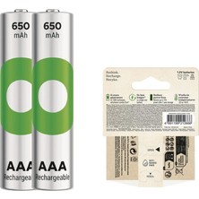 Gp Recyko 650 Mah R03 Aaa Şarjlı 2li Ince Kalem Pil GP65AAAHCER21-2TLB2 (GPRHCH63E041