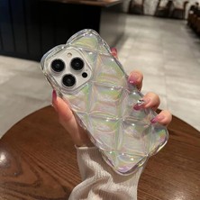 Vip Case iPhone 15 Pro Max Uyumlu Kabartma Desenli 3D Darbe Emici Ultra Sağlam Pufy Kılıf Şeffaf