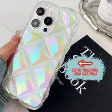 Vip Case iPhone 15 Pro Uyumlu Kabartma Desenli 3D Darbe Emici Ultra Sağlam Pufy Şeffaf