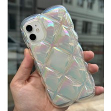 Vip Case Iphone 11 Uyumlu Kabartma Desenli 3D Darbe Emici Ultra Sağlam Pufy Kılıf Şeffaf