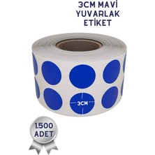 Netsan Etiket 3cm Yuvarlak Etiket 1.500 Adet | Mavi Renkli Yapışkanlı Yuvarlak Etiket