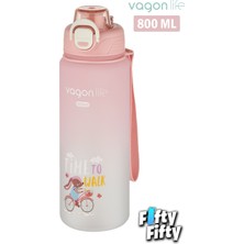 Vagonlife 800 ml Figürlü Su Matarası Çift Kullanım Pipetli ve Rahat Içim Sticker Hediyeli