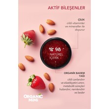 Vücut Peelingi Organik Badem Yağı ve Çilek Hassas Ciltler Nemlendirici Body Scrub, 250 G