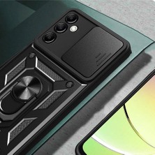 Samsung Galaxy A14 Uyumlu Prl Kılıf Magnetik Standlı Kamera Korumalı Zore Sürgülü Vega Kapak-Siyah