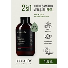 2'si 1 Arada Erkek Duş Jeli ve Şampuan Spor, Canlandırıcı Saç ve Vücut Şampuanı %98 Doğal, 400 ml