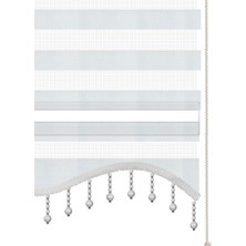 Binbir Perde Beyaz Boncuklu Zebra Perde