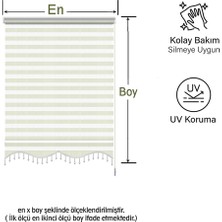 Binbir Perde Krem Boncuklu Zebra Perde