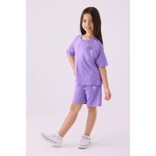 U.S. Polo Assn. U.S. Polo Assn Kız Çocuk Mor Bermuda Takım