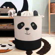 Rope Home Panda Tasarımlı Bebek Çocuk Odası Ağzı Büzgülü Düzenleyici Saklama Kutusu Oyuncak Kirli Sepeti 37 x 40