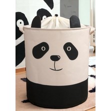 Rope Home Panda Tasarımlı Bebek Çocuk Odası Ağzı Büzgülü Düzenleyici Saklama Kutusu Oyuncak Kirli Sepeti 37 x 40
