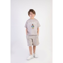 Tuffy Kids Erkek Çocuk Teddy Ayıcık Işlemeli Şortlu Yazlık Basic Ikili Takım 2-5 Yaş