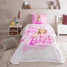 Taç Lisanslı Barbie Box Home Tek Kişilik %100 Pamuk Pike Takımı