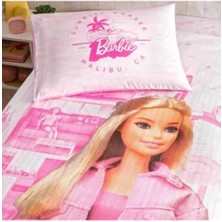 Taç Lisanslı Barbie Box Home Tek Kişilik %100 Pamuk Pike Takımı