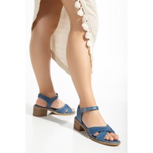 Analin Shoes Kadın  Bilekten Bağlı Önü Çapraz Saraçlı Topuklu Sandalet 4008 Sandalet  Wıshes/kot 39