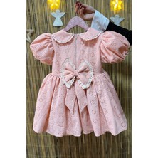 Bertuğ Bebek Dantel Süslemeli Balon Kol Kız Çocuk Bebek Fisto Elbise