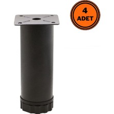 Eym 4 Adet Mobilya Ayağı Metal 12 cm Ayarlı 42 mm Mat Siyah Ayak