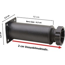 Eym 4 Adet Mobilya Ayağı Metal 12 cm Ayarlı 42 mm Mat Siyah Ayak