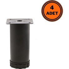 Eym 4 Adet Mobilya Ayağı Metal 8 cm Ayarlı 42 mm Mat Siyah Ayak