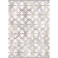 Ipek Mekik Halı Gaspara Gri Krem Çizgi Desenli Halı