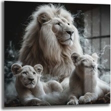 Glazella Aslan Ai̇lesi̇ Kare Cam Tablo