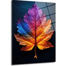 Glazella Renkli̇ Yaprak Dekorati̇f Di̇key Cam Tablo, Ev Dekorasyon, Ofi̇s Dekorasyon