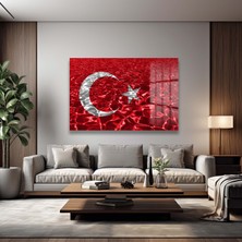 Glazella Türk Bayraği 7 Yatay Cam Tablo