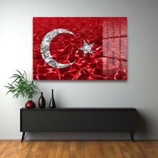 Glazella Türk Bayraği 7 Yatay Cam Tablo