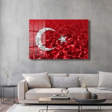 Glazella Türk Bayraği 7 Yatay Cam Tablo