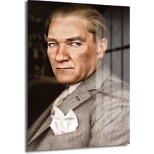 Glazella Atatürk Dekorati̇f Di̇key Cam Tablo