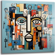 Glazella Soyut Yüz Kare Cam Tablo