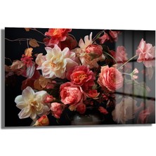Glazella Renkli̇ Güller Dekorati̇f Yatay Cam Tablo